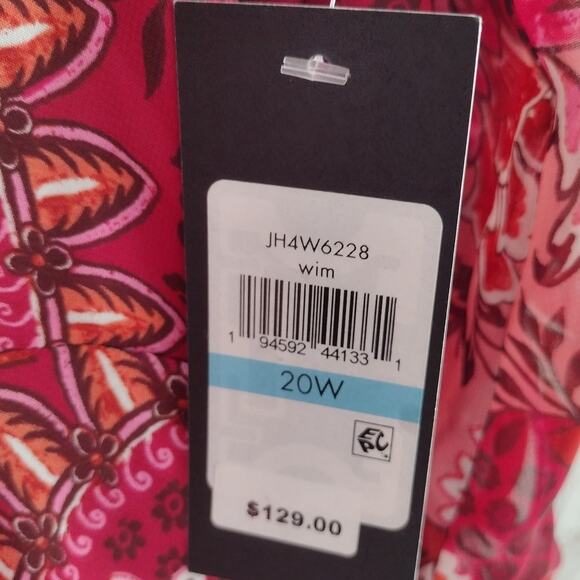 Jessica Howard NEW Wine-Colored Paisley Keyhole Fit & Flare Dress Women 20W Plus - Picture 11 of 14